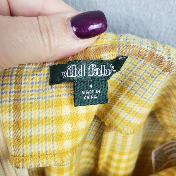Wild Fable Sz 4 Plaid Mini Skirt Gold Yellow Clueless Academia Prep School Girl - Picture 5 of 8
